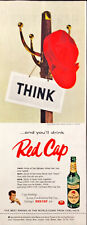 1955  Red Cap Ale Vintage Print Ad Red Hat on Hat Stand picture