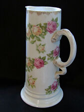 Antique Rosenthal Bavarian Hand Painted Roses 12.5” Tall Porcelain Tankard Vase picture