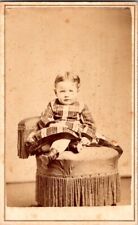 Little Child with Plaid Dress, c1860s, CDV Photo, #2107 picture