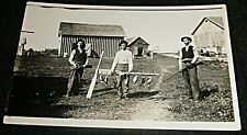 RPPC Country Boys with Guns, Dead Birds on Boat Oars, Clintonville Wis Postcard picture