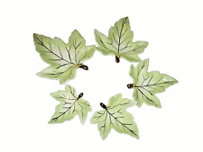 1950's Nesting Leaf Trinket Dishes -  Pale Green, Gold & White Set of 5 picture