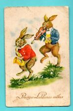 LATVIA LETTLAND EASTER RABBIT AND Violin VINTAGE PC. 80 picture