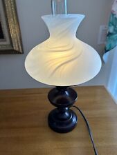 Vintage Oil Lamp Style Electric Hurrican Glass Shade Metal Base Farmhouse Look picture