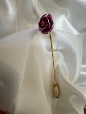 Pink  Flower Rose  Gold Tone Stick Pin Lapel Pins Tie Tack picture