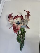 Hand Sculpted Porcelain Iris Flower VTG Unsigned Art Piece Capodimonte Style picture