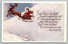 Postcard Santa Claus Clause In Sleigh Reindeer  Pink Perfection Fairman Co NY picture