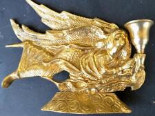 Vintage Brass Winged Christian Religion Religious Angel Candlestick Holder picture