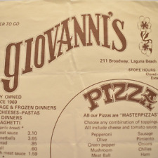 1980s Giovanni's Pizza Restaurant Menu Broadway Street Laguna Beach California picture