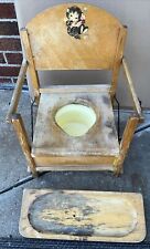 VTG Childs Wooden Potty Chair Training Potty Seat, Bowl, Tray - Kitten On Back picture