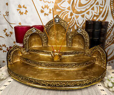Golden Tibetan Buddhism Altar Shrine Miniature Display With Lotus Incense Holder picture