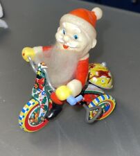 Vintage SANTA ON TRICYCLE Tin Litho Wind-Up Toy. *MADE IN JAPAN* Works Great picture