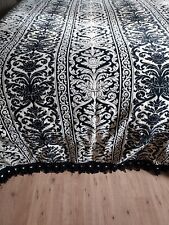 Vintage Italy Bolis Woven Wool Jacquard Bedspread  117x122 King Black Cream picture