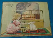 1890 Girl Feeds Bunny Rabbit McLaughlins XXXX Coffee Donaldson Bros Trade Card picture