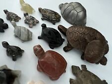 Lot Figurines Turtles Vintage Lot Coral Carved Animals Agate Bronze ? Pewter picture