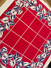 Vintage Simtex MCM Blue & Navy Cottage Style Tablecloth 54x49