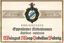 Lovely German Wine Label 1950s Oppenheimer Krotenbrunnen Moog Valwig Vintage picture