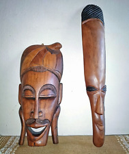 Hand Carved Wooden Tribal Mask X 2 picture