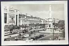 Lisbon Portugal Restauradores Square VTG Real Photo Postcard RPPC Posted to USA picture