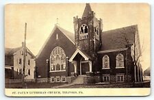 c1910 TELFORD PA ST. PAUL'S LUTHERAN CHURCH STREET VIEW EARLY POSTCARD P3984 picture