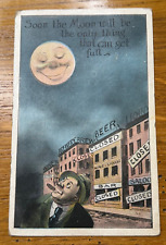Antique Prohibition Bone Dry Moon Man Cigar Liquor Stores Closed Bar Postcard picture