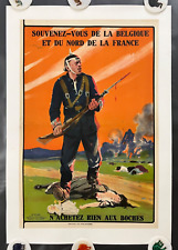 WWI WW1 Original War Poster Remember Belgium France Anti German Hun Monster picture