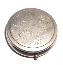 Vintage 1940's Silver Ornate Round Pill Box picture