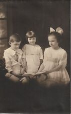 Children Photograph Studio Vintage Fashion White Dresses 1920s Sepia 5 x 8 picture