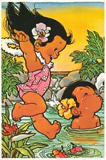 Postcard HI Dole Kids Cartoon Aloha Hawaiian Swimming Flowers Advertisement picture