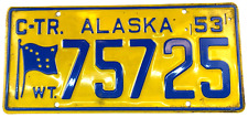 Vintage 1953 Alaska Commercial Truck License Plate 75725 Garage Wall Collector picture