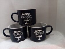 Lot 3 XL Coffee Cocoa Soup Ceramic Mug 20oz , Hope Anchors The Soul EUC  picture