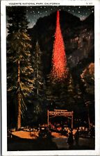 Postcard Vtg Postmarked 1931 Yosemite National Park California Fire Fall Curry picture