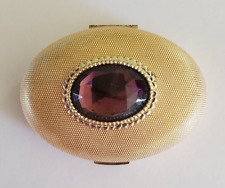 Vintage Germaine Monteil Powder Puff/Mirror Compact. French Rose Superglow Satin picture