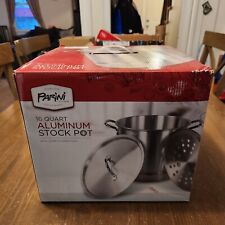 Parini Cookware 16 Qt. Aluminum Stock Pot With Lid & Steamer Rack New Open Box picture