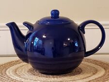 London pottery David Birch globe teapot XL 10 cups Helper Handle Cobalt blue picture