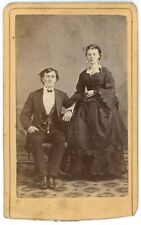 CIRCA 1880'S CDV Stoic Young Couple Victorian Clothing Simon Krug Cincinnati OH picture