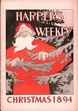 1894 HARPER'S WEEKLY CHRISTMAS ISSUE SANTA CLAUS COVER EDWARD PENFIELD ORIGINAL picture