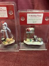 Holiday Time Christmas Village SET OF 2 DOG FIGURINES picture