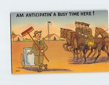 Postcard Am Anticipatin' A Busy Time Here with Soldiers Comic Art Print picture
