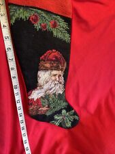 Stocking Cross Stitch Needlework Old World Santa Christmas 100% cotton and wool picture