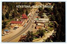 c1950's Aerial View Town Building Classic Cars Keystone South Dakota SD Postcard picture