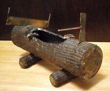 Vintage Logger Ashtray Weld Art Sculpture Bark Log w/Removable Axe Cigar Cutter  picture