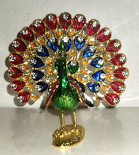 Vintage Beautiful Jeweled Peacock Magnetic Trinket box picture