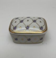 Vtg Otagiri Serenade Trinket Box 1.5”x1”x1” Mini Purple Floral Gold Trim Rectang picture