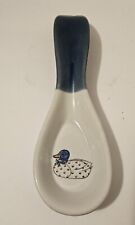 Vintage Otagiri Stoneware Spoon Rest Blue Ribbon Duck Adorable Hand Crafted picture