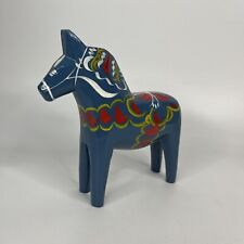 Vintage Nils Olsson Sweden Wood Dala Horse Figurine Handpainted Wood Pony 7” picture