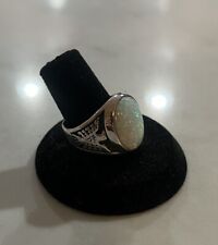 Old Pawn Sterling Silver Peyote Thunderbird Opal Ring Signed AJM Navjo 9.2G Sz11 picture