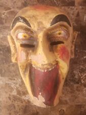 HAND CARVED MEXICAN NATIVE AMERICAN CARICATURE DANCE MASK MEXICO CRAZY TONGUE picture