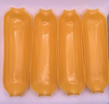 Set Of Vintage Yellow Plastic Corn On The Cob Dishes. Footed. picture