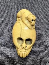 Japanese Antique Edo period Inro Netsuke Sagemono Monkey Skull sculpture  picture
