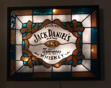 Jack Daniels  Inspired Bar Sign Stained Glass Look Lighted Hand Painted picture